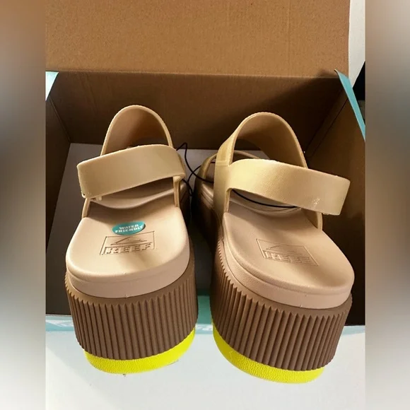 Reef Beige and Lime Water Vista Higher Platform Sandals - Picture 9 of 14